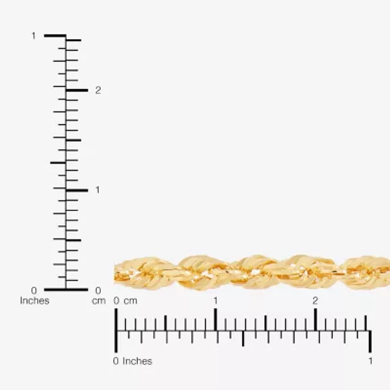 Womens 10K Gold 24 Inch Rope Chain Necklace