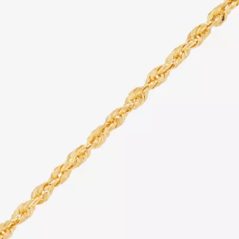 Womens 10K Gold 24 Inch Rope Chain Necklace
