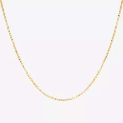 Womens 10K Gold 20 Inch Box Chain Necklace