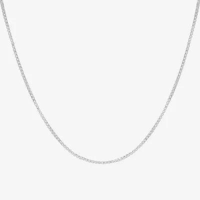 Womens 10K White Gold 20 Inch Box Chain Necklace