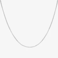 Womens 10K White Gold 20 Inch Box Chain Necklace