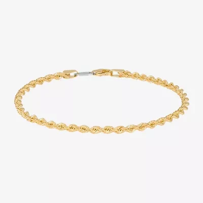 Bonded Brilliance Womens 14K Gold Bonded With Sterling Silver 7.5 Inch Solid Rope Chain Bracelet