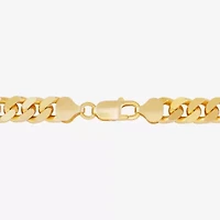 Mens 24K Gold Over Silver 8 1/2 Inch Solid Curb Chain Bracelet