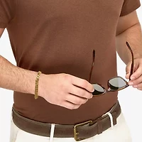 Mens 24K Gold Over Silver 8 1/2 Inch Solid Curb Chain Bracelet