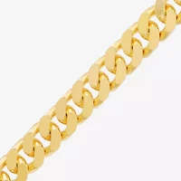 Mens 24K Gold Over Silver 8 1/2 Inch Solid Curb Chain Bracelet