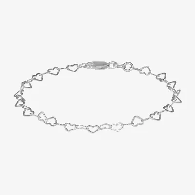 Made in Italy Womens Sterling Silver 7.5 Inch Solid Link Chain Bracelet