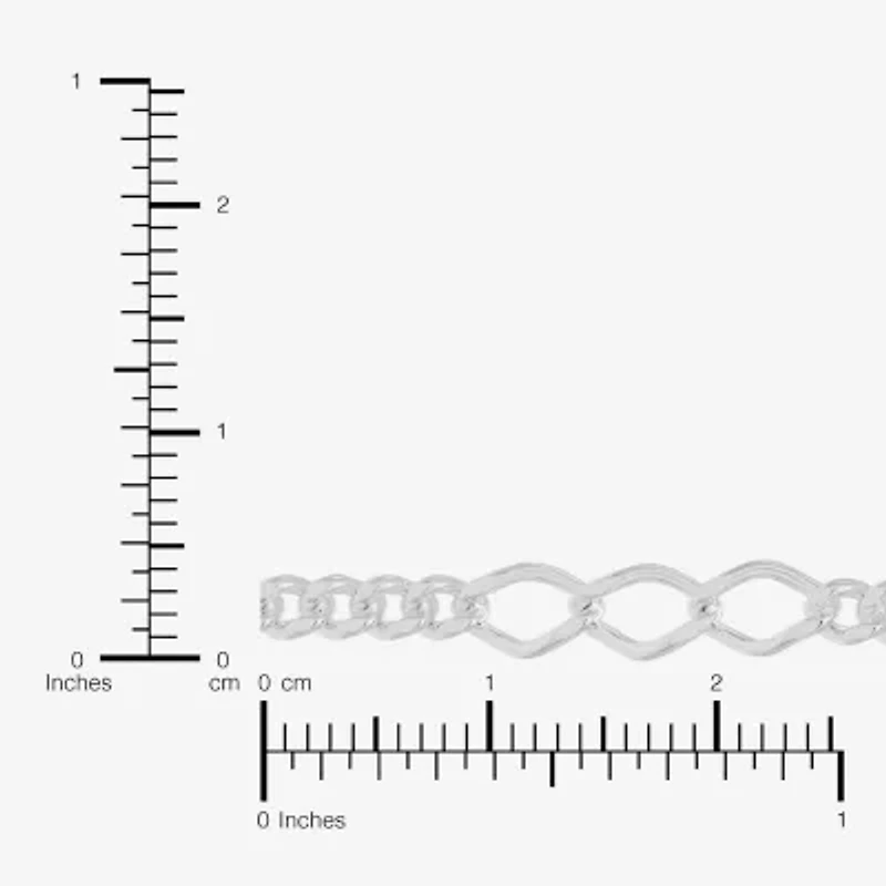 Made in Italy Womens Sterling Silver 9 1/2 Inch Solid Figaro Chain Bracelet