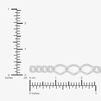 Made in Italy Womens Sterling Silver 9 1/2 Inch Solid Figaro Chain Bracelet
