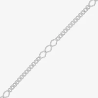 Made in Italy Womens Sterling Silver 9 1/2 Inch Solid Figaro Chain Bracelet