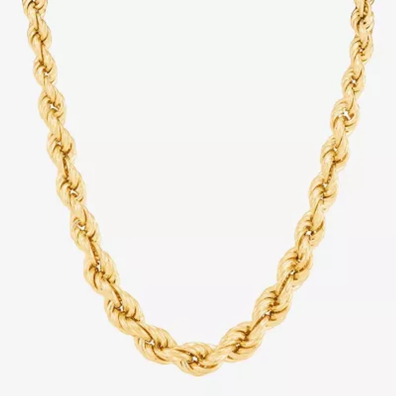 Made in Italy Womens 24K Gold Over Silver Inch Rope Chain Necklace