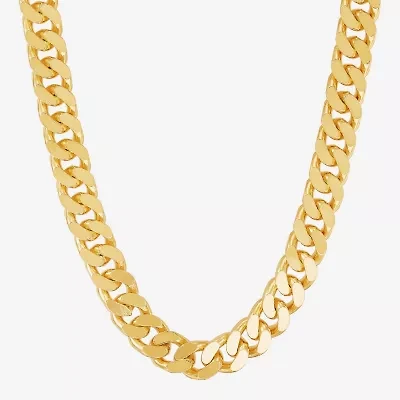 Made in Italy Mens 24K Gold Over Silver 22 Inch Curb Chain Necklace