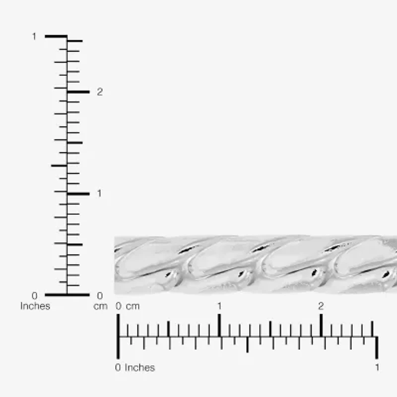 Made in Italy Mens Sterling Silver 8 1/2 Inch Solid Curb Chain Bracelet