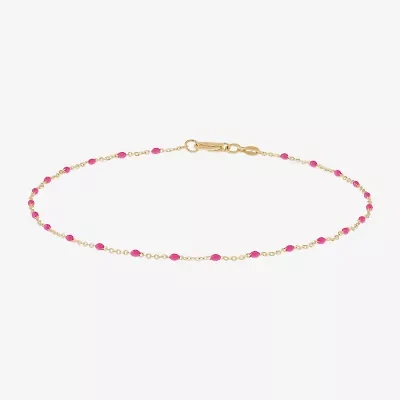 Limited Quantities! Womens 14K Gold 10 Inch Hollow Cable Ankle Bracelet