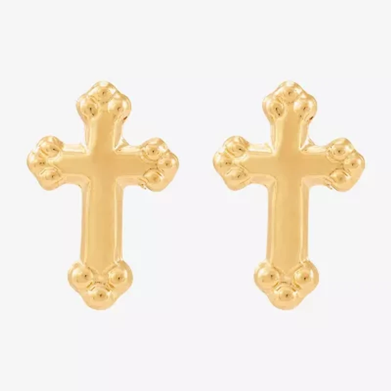 Limited Quantities! 10K Gold 10mm Cross Stud Earrings