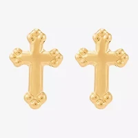 Limited Quantities! 10K Gold 10mm Cross Stud Earrings