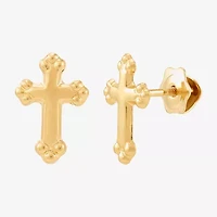 Limited Quantities! 10K Gold 10mm Cross Stud Earrings