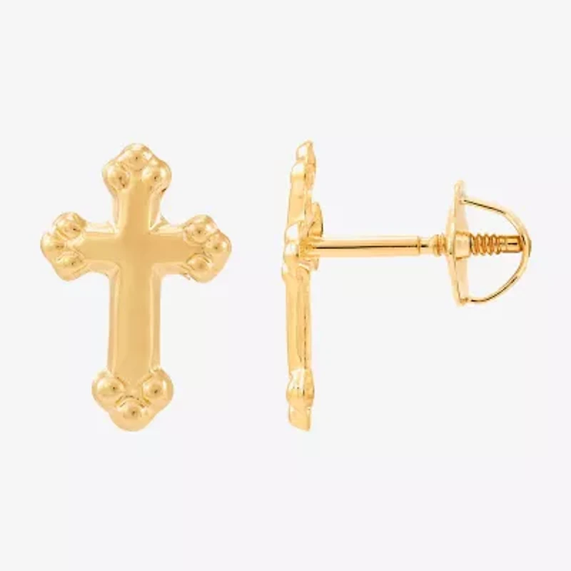 Limited Quantities! 10K Gold 10mm Cross Stud Earrings