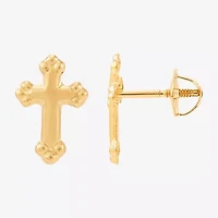Limited Quantities! 10K Gold 10mm Cross Stud Earrings