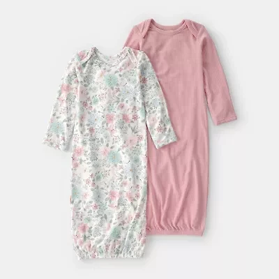 Carter's Purelysoft Baby Girls Round Neck Long Sleeve 2-pc. Nightgown
