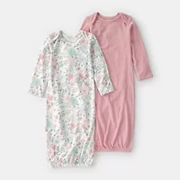Carter's Purelysoft Baby Girls Round Neck Long Sleeve 2-pc. Nightgown