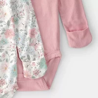 Carter's Purelysoft Baby Girls Round Neck Long Sleeve 2-pc. Bodysuit