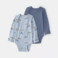 Carter's Purelysoft Baby Boys Round Neck Long Sleeve 2-pc. Bodysuit