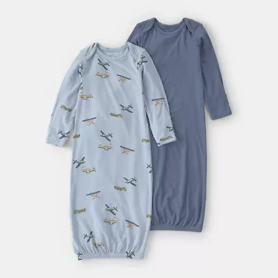 Carter's Purelysoft Baby Boys Round Neck Long Sleeve 2-pc. Nightgown