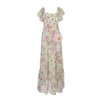 Speechless Big Kid Girls Short Sleeve Floral Maxi Dress