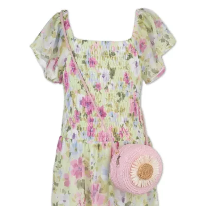Speechless Big Kid Girls Short Sleeve Floral Maxi Dress