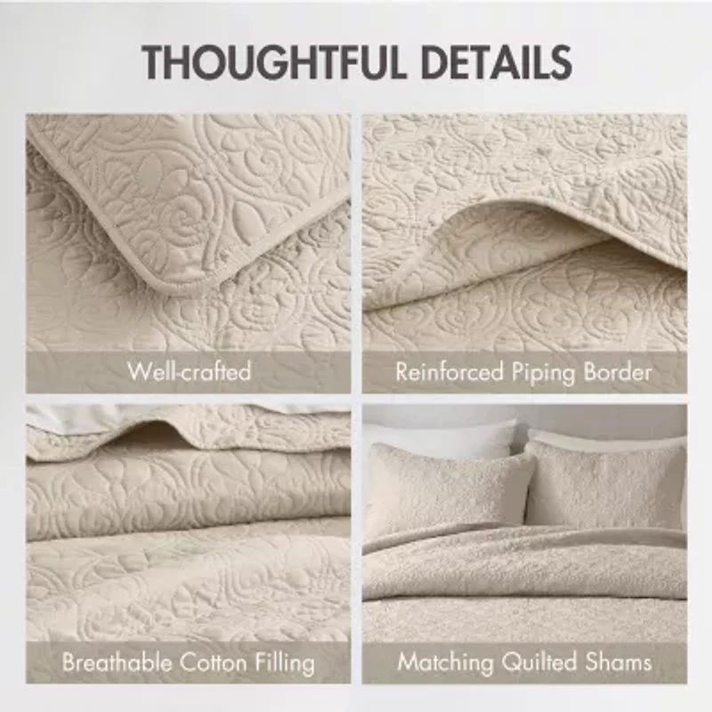 Madison Park Mansfield Antimicrobial Treated Reversible Quilt Set