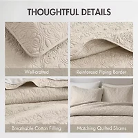 Madison Park Mansfield Antimicrobial Treated Reversible Quilt Set