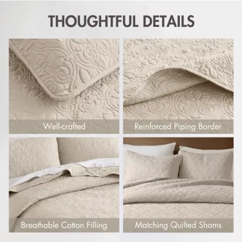 Madison Park Mansfield Oversized Antimicrobial Treated 3pc Bedspread Set