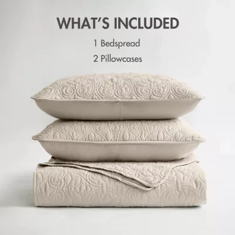 Madison Park Mansfield Oversized Antimicrobial Treated 3pc Bedspread Set