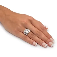 DiamonArt® Womens CT. T.W. White Cubic Zirconia Platinum Over Silver Square Bridal Set
