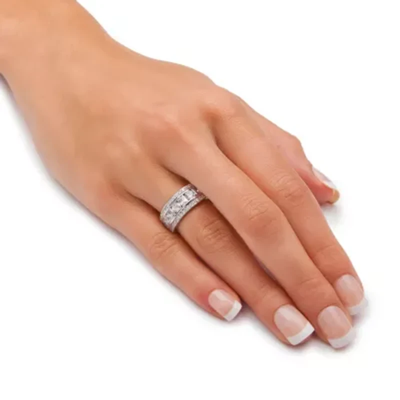 DiamonArt® 8.5MM 4 3/4 CT. T.W. White Cubic Zirconia Platinum Over Silver Rectangular Band