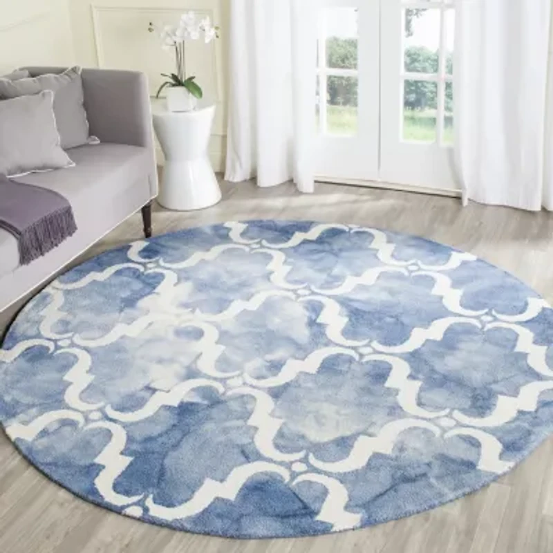 Safavieh Dip Dye Collection Wendell Geometric Round Area Rug