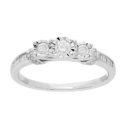 Womens 1/3 CT. T.W. Genuine White Diamond 10K White Gold Engagement Ring