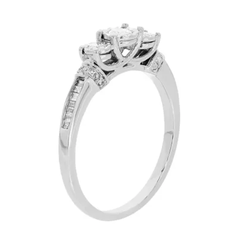 Womens 1/3 CT. T.W. Genuine White Diamond 10K White Gold Engagement Ring