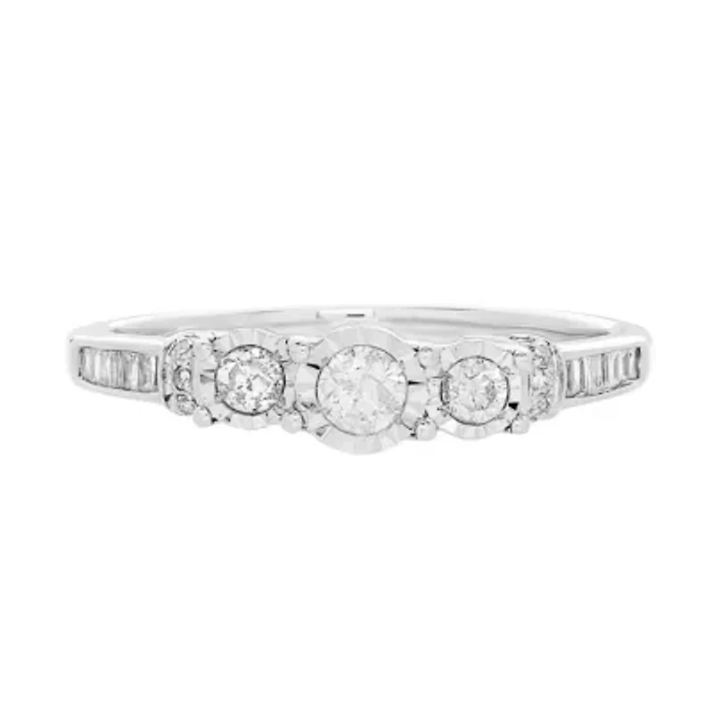Womens 1/3 CT. T.W. Genuine White Diamond 10K White Gold Engagement Ring