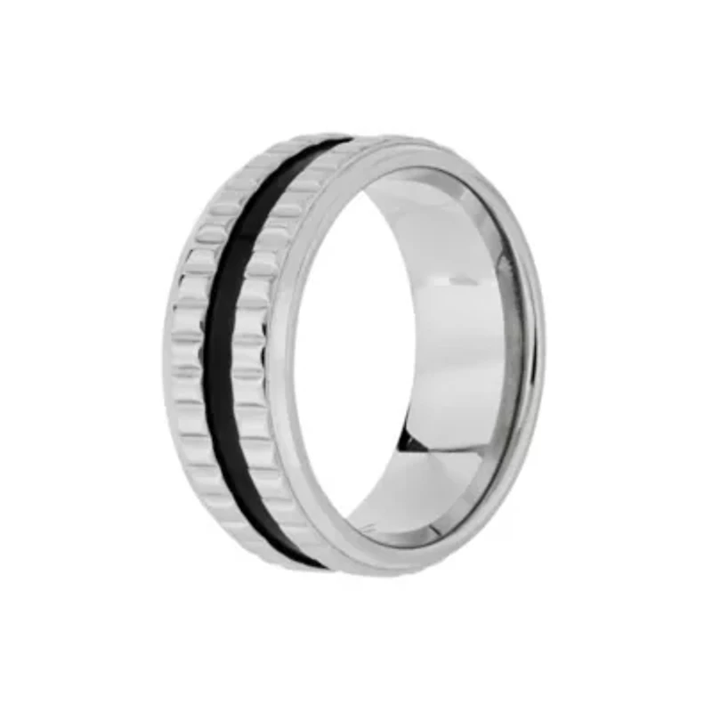 Mens 9MM Stainless Steel Wedding Band