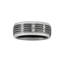 Mens 8MM 1/8 CT. T.W. Natural White Diamond Titanium Wedding Band