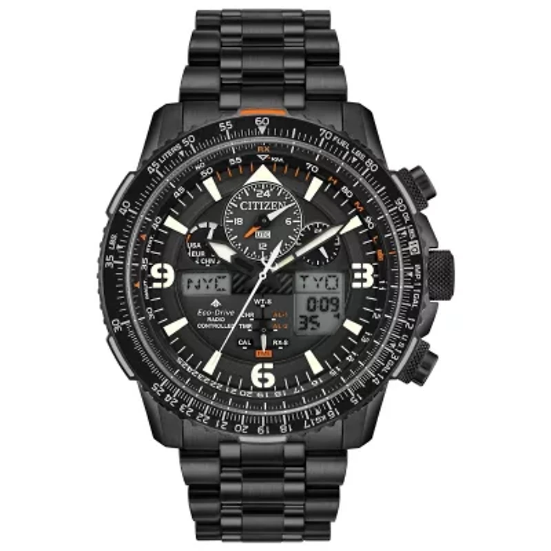 Citizen Promaster Skyhawk A-T Mens Chronograph Black Stainless Steel Bracelet Watch Jy8075-51e