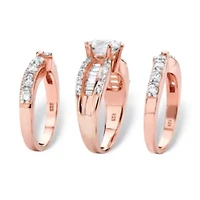 DiamonArt® Womens 4 CT. T.W. White Cubic Zirconia 14K Rose Gold Over Silver Round Bridal Set
