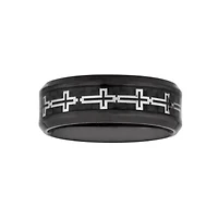 Mens 8MM Stainless Steel Cross Wedding Band