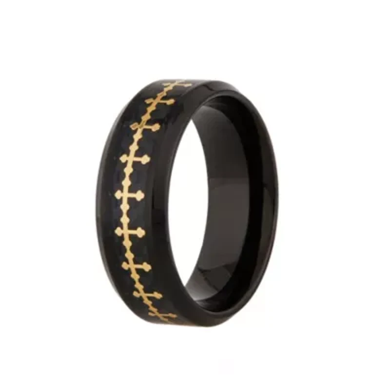 Mens 8MM Stainless Steel Cross Wedding Band