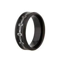 Mens 8MM Stainless Steel Cross Wedding Band