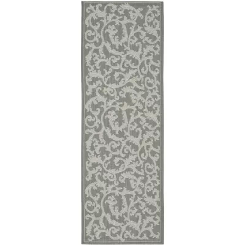 Safavieh Courtyard Collection Horatio Floral Indoor/Outdoor Runner Rug