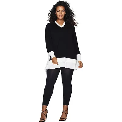 Hanes Womens Curves Not Applicable Plus Footless Tights