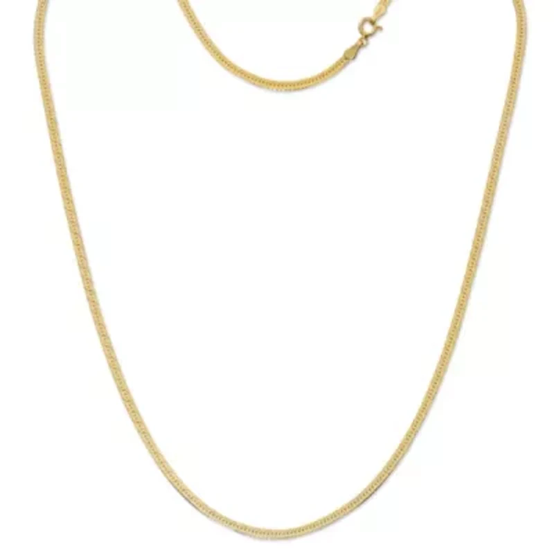 Made in Italy Womens 24K Gold Over Silver Inch Herringbone Chain Necklace