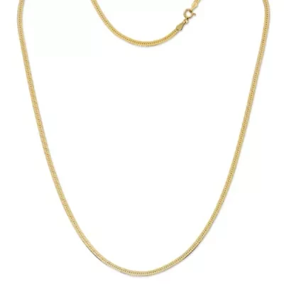 Made in Italy Womens 24K Gold Over Silver 20 Inch Herringbone Chain Necklace